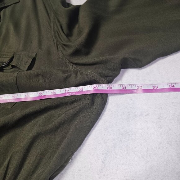 Ashley Stewart Olive Green Button-Up Jumpsuit W/ Pockets & Elastic Waist Size 24 - Picture 5 of 15